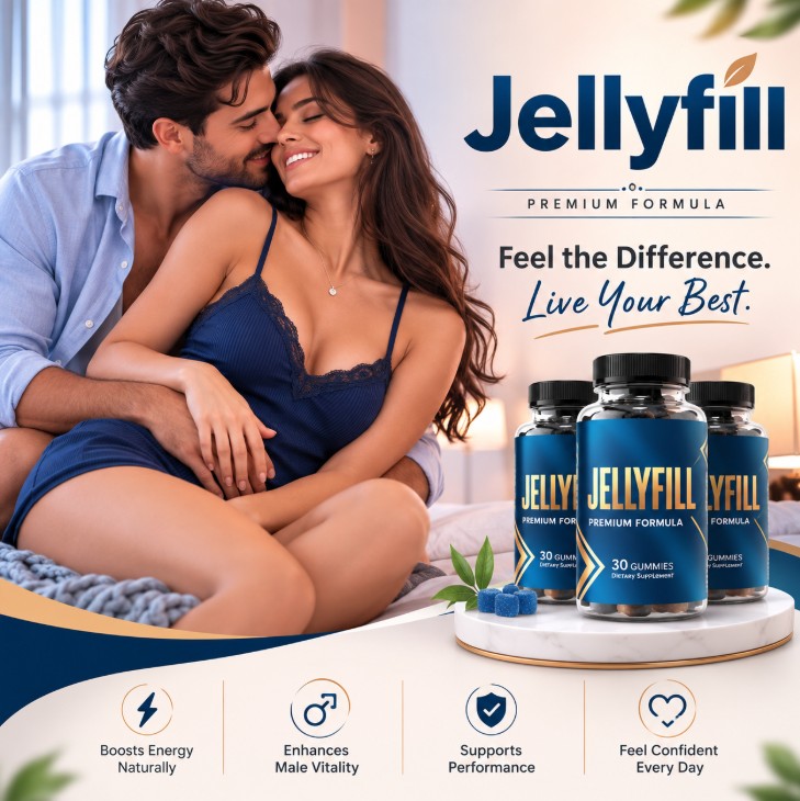 Jellyfill premium formula gummies with happy couple